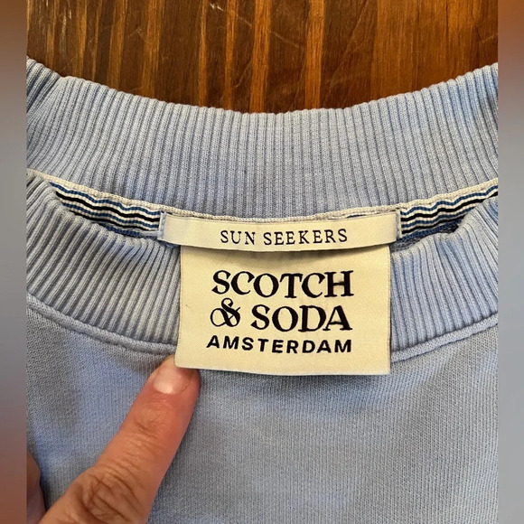 SCOTCH & SODA Dip Dye Blue Sweatshirt Organic Palm Tree Embroidery - Picture 6 of 9